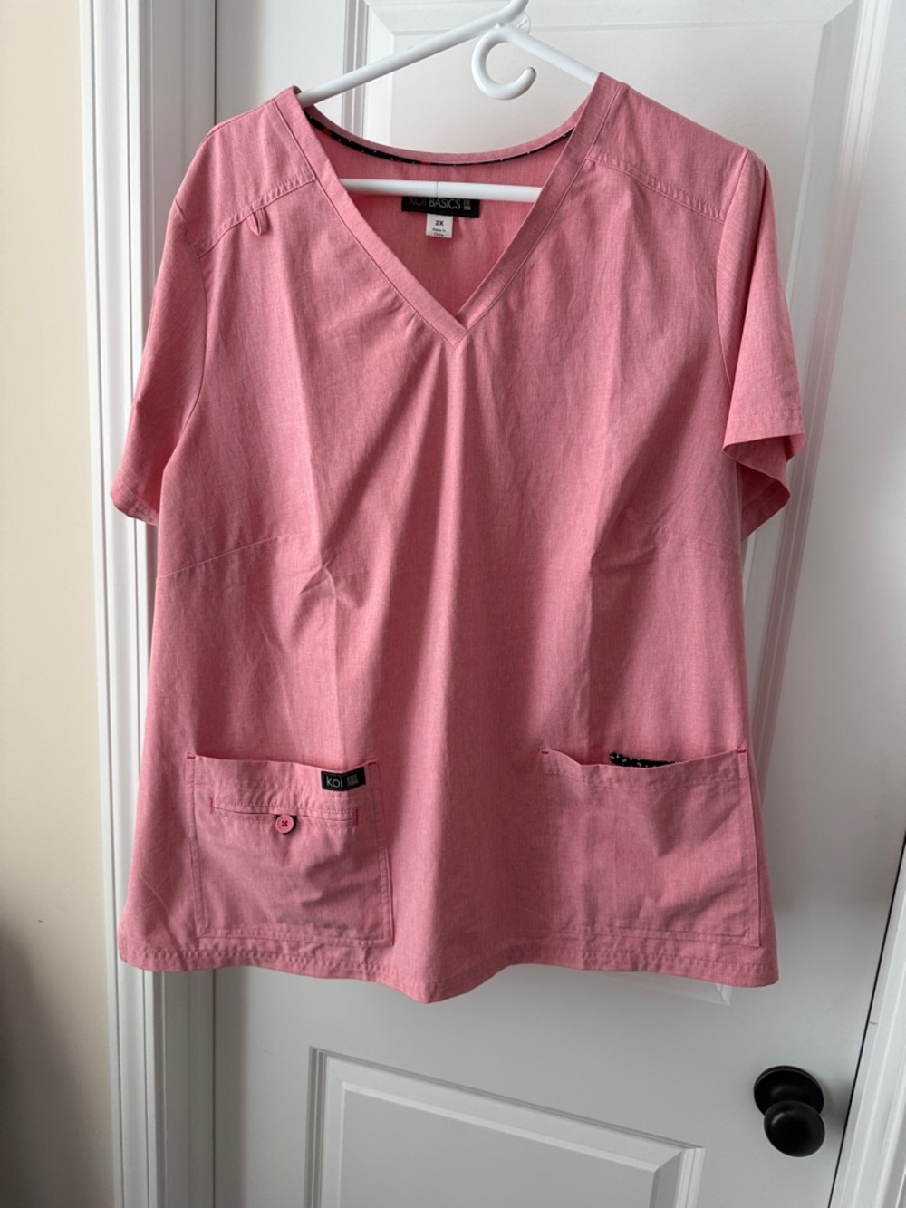 koi Pink V-Neck Medical Scrub Top